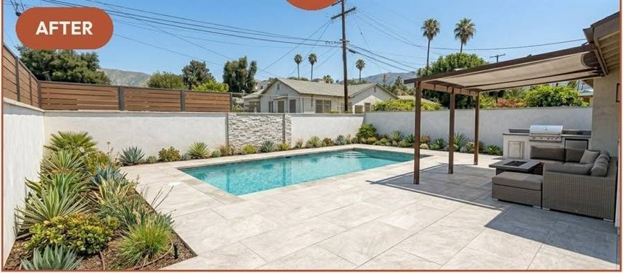 Drought-friendly landscaping with pathways
