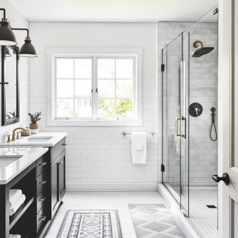 Standing shower bathroom remodel