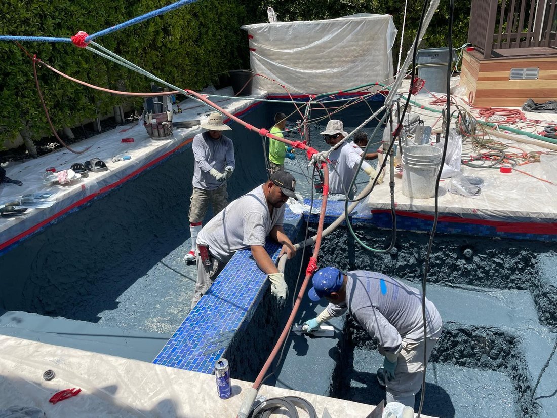 Pool construction detail — Right Image Builders, San Fernando Valley